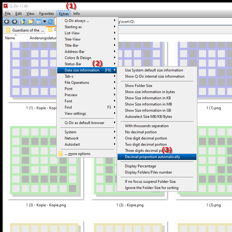 How to display the decimal part in the file size column in File Explorer
